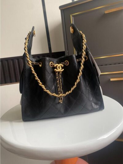 Chanel 25 Small Handbag – Black Grained Calfskin with Gold-Tone Metal