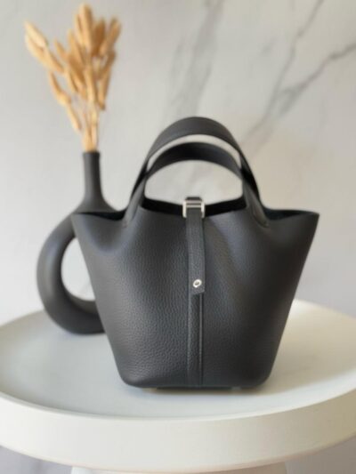 Hermes Picotin Lock 18 Bag in Noir (Black) Taurillon Clemence Leather
