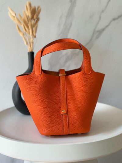 Hermes Picotin Lock 18 Bag in Orange Taurillon Clemence Leather