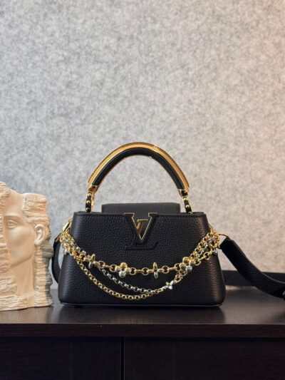Louis Vuitton Capucines Mini Black Taurillon Leather with Infinity Chain